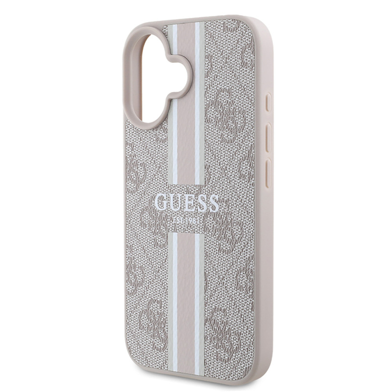 Apple iPhone 16 Case Guess Original Licensed Magsafe Charging Feature 4G Stripe Design Printed Cover - 17