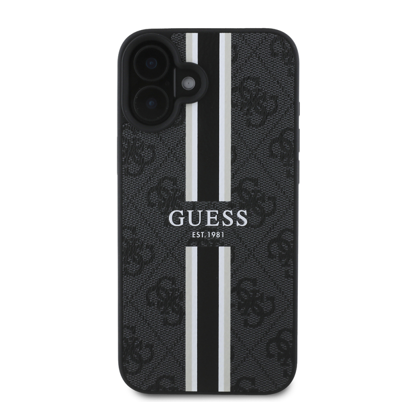 Apple iPhone 16 Case Guess Original Licensed Magsafe Charging Feature 4G Stripe Design Printed Cover - 20