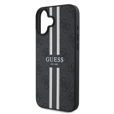 Apple iPhone 16 Case Guess Original Licensed Magsafe Charging Feature 4G Stripe Design Printed Cover - 23