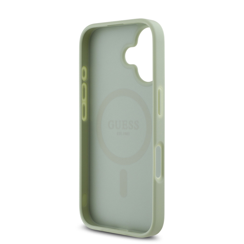 Apple iPhone 16 Case Guess Original Licensed Magsafe Charging Feature and Text Logo Grained Cover - 23