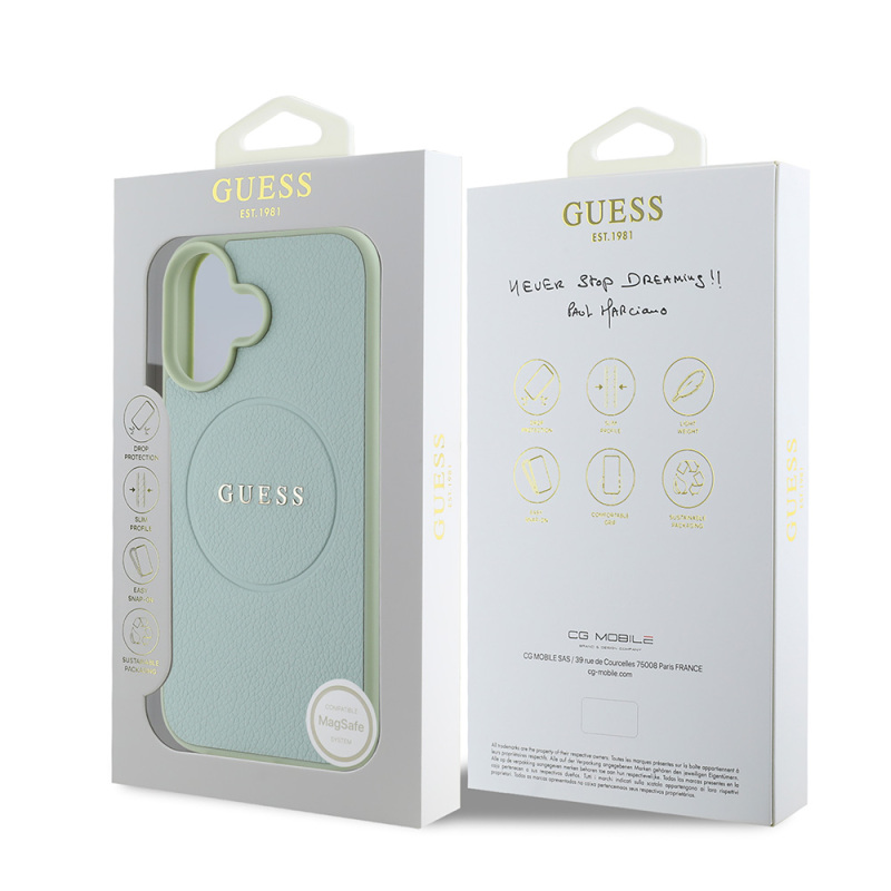 Apple iPhone 16 Case Guess Original Licensed Magsafe Charging Feature and Text Logo Grained Cover - 24