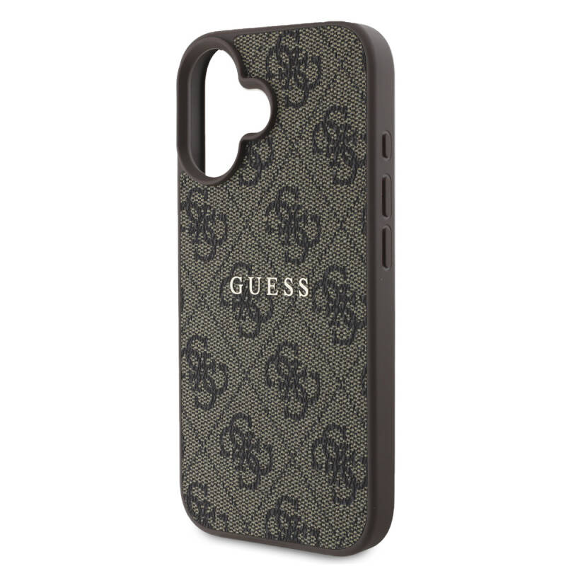 Apple iPhone 16 Case Guess Original Licensed Magsafe Charging Featured 4G Patterned Text Logo Cover - 5