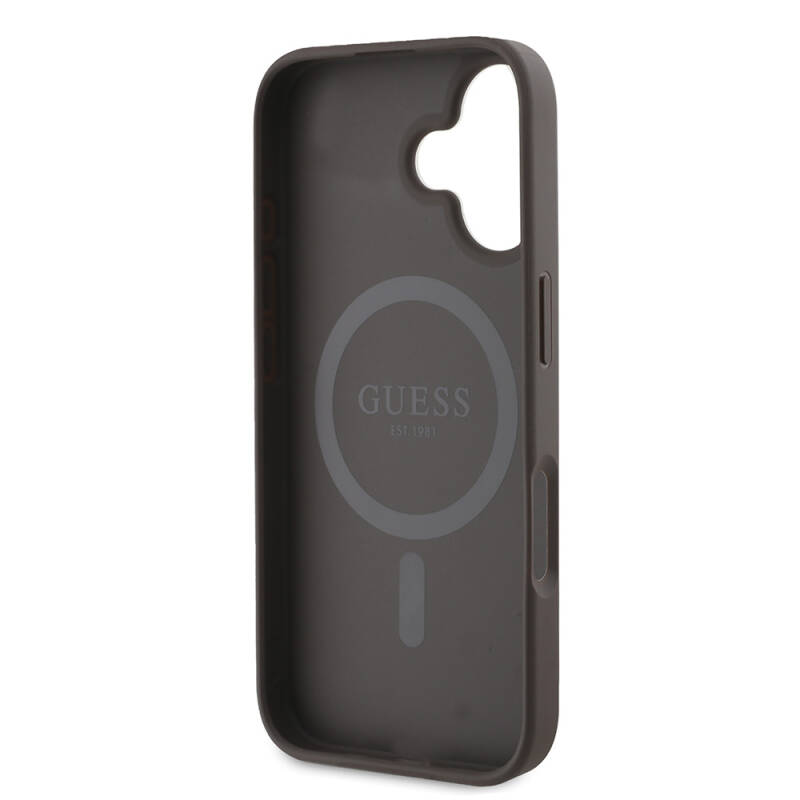 Apple iPhone 16 Case Guess Original Licensed Magsafe Charging Featured 4G Patterned Text Logo Cover - 6