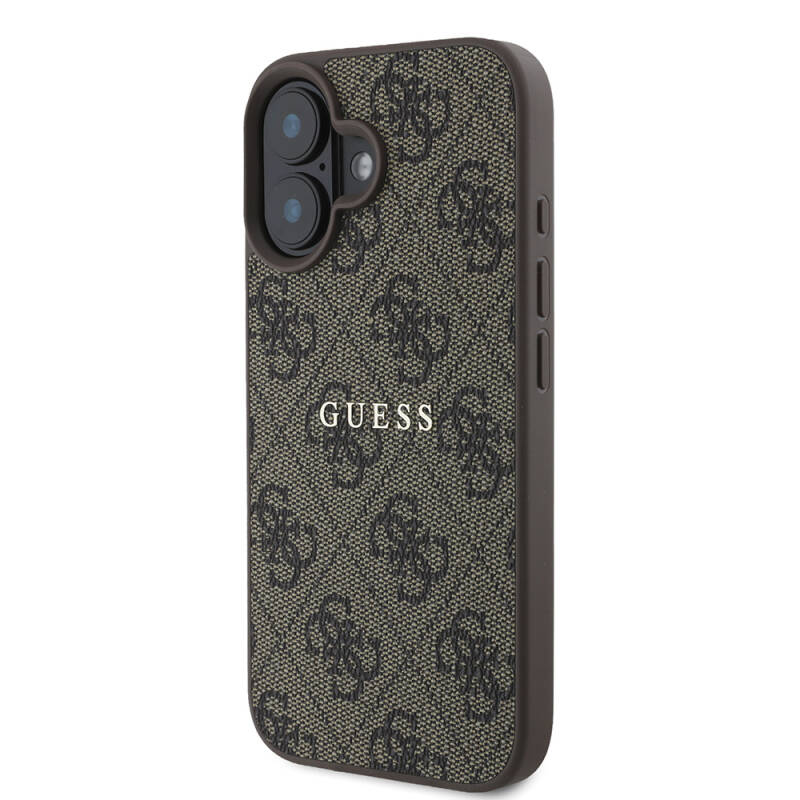 Apple iPhone 16 Case Guess Original Licensed Magsafe Charging Featured 4G Patterned Text Logo Cover - 7