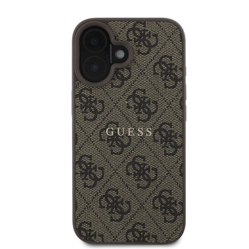 Apple iPhone 16 Case Guess Original Licensed Magsafe Charging Featured 4G Patterned Text Logo Cover - 8