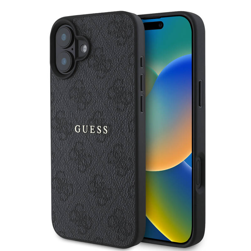 Apple iPhone 16 Case Guess Original Licensed Magsafe Charging Featured 4G Patterned Text Logo Cover - 18