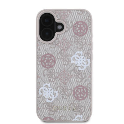 Apple iPhone 16 Case Guess Original Licensed Magsafe Charging Featured 4G Patterned Text Logo Peony Cover - 4