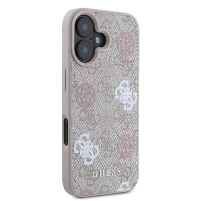 Apple iPhone 16 Case Guess Original Licensed Magsafe Charging Featured 4G Patterned Text Logo Peony Cover - 5