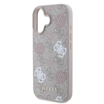 Apple iPhone 16 Case Guess Original Licensed Magsafe Charging Featured 4G Patterned Text Logo Peony Cover - 7