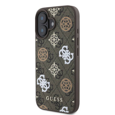 Apple iPhone 16 Case Guess Original Licensed Magsafe Charging Featured 4G Patterned Text Logo Peony Cover - 11