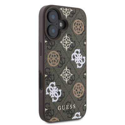 Apple iPhone 16 Case Guess Original Licensed Magsafe Charging Featured 4G Patterned Text Logo Peony Cover - 13