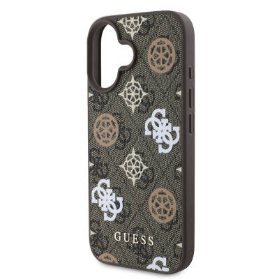 Apple iPhone 16 Case Guess Original Licensed Magsafe Charging Featured 4G Patterned Text Logo Peony Cover - 15