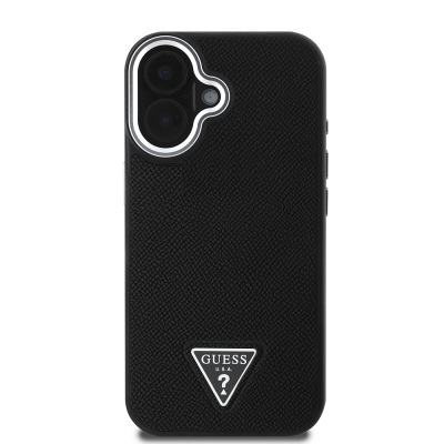 Apple iPhone 16 Case Guess Original Licensed Magsafe Charging Featured Grained Triangle Cover - 4