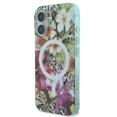 Apple iPhone 16 Case Guess Original Licensed Magsafe Charging Featured IML Printed Jungle Ring Cover - 3