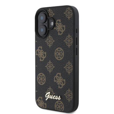 Apple iPhone 16 Case Guess Original Licensed Magsafe Charging Featured Peony Cover Text Logo - 3