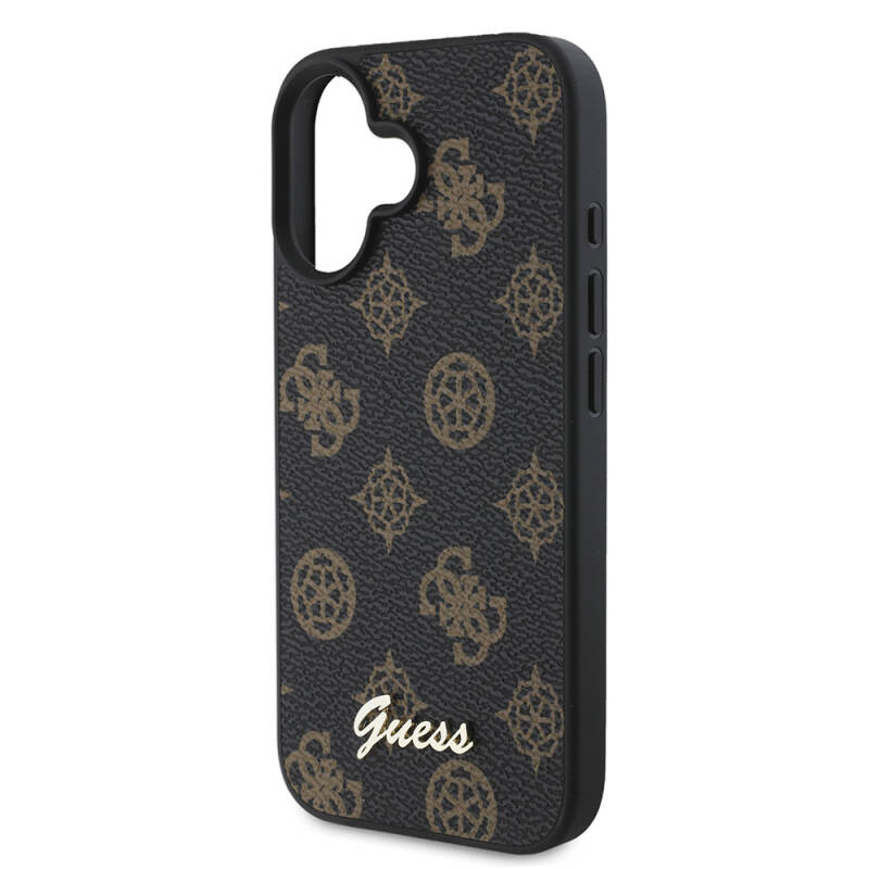 Apple iPhone 16 Case Guess Original Licensed Magsafe Charging Featured Peony Cover Text Logo - 7