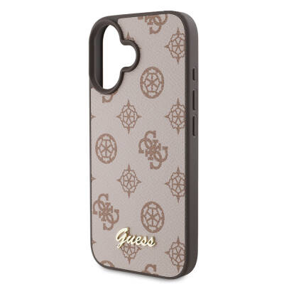 Apple iPhone 16 Case Guess Original Licensed Magsafe Charging Featured Peony Cover Text Logo - 15