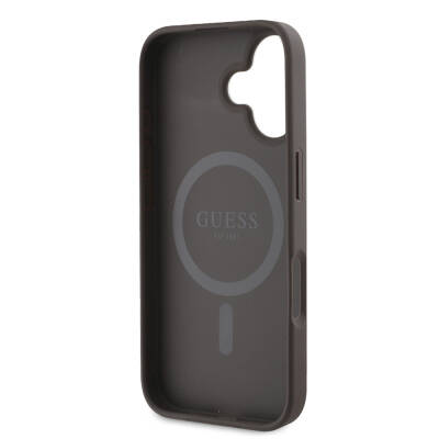 Apple iPhone 16 Case Guess Original Licensed Magsafe Charging Featured Peony Cover Text Logo - 16