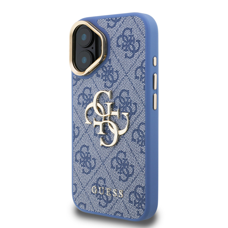 Apple iPhone 16 Case Guess Original Licensed PU Leather 4G Patterned Metal Big 4G and Text Logo Camera Stand Cover - 20