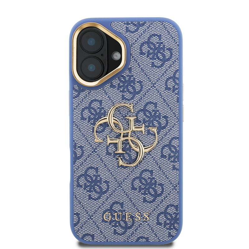 Apple iPhone 16 Case Guess Original Licensed PU Leather 4G Patterned Metal Big 4G and Text Logo Camera Stand Cover - 21