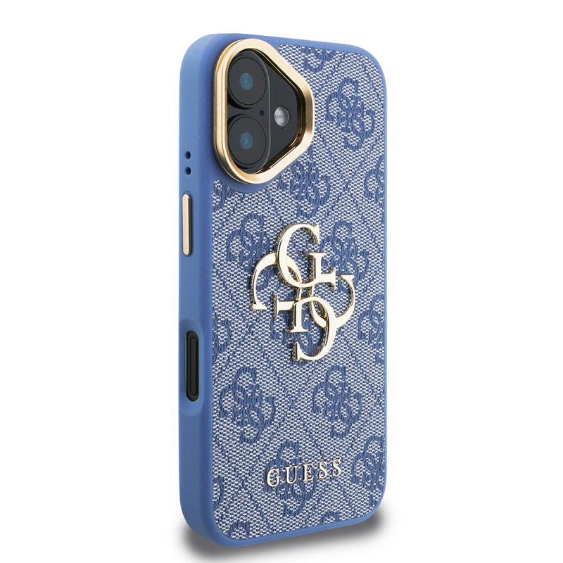Apple iPhone 16 Case Guess Original Licensed PU Leather 4G Patterned Metal Big 4G and Text Logo Camera Stand Cover - 22