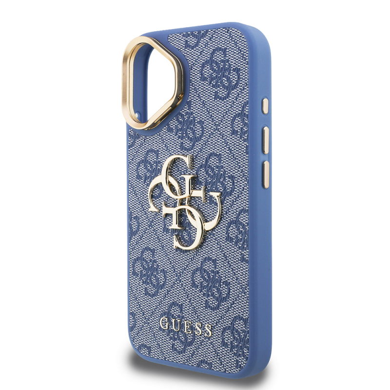 Apple iPhone 16 Case Guess Original Licensed PU Leather 4G Patterned Metal Big 4G and Text Logo Camera Stand Cover - 24