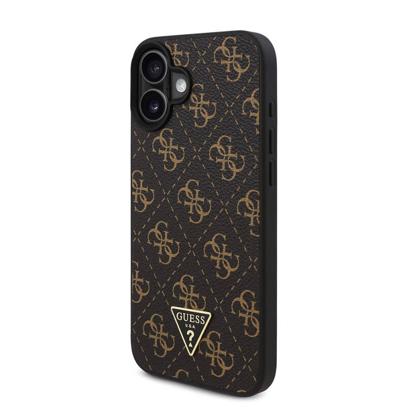 Apple iPhone 16 Case Guess Original Licensed PU Leather 4G Patterned Triangle Logo Cover - 2