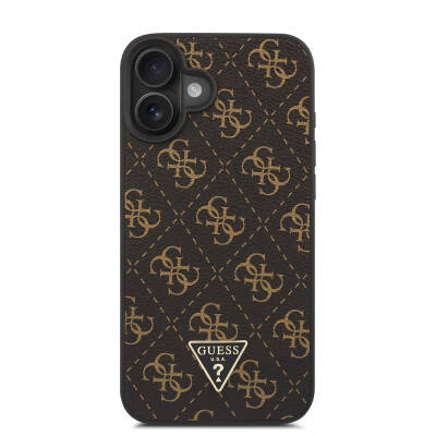 Apple iPhone 16 Case Guess Original Licensed PU Leather 4G Patterned Triangle Logo Cover - 3