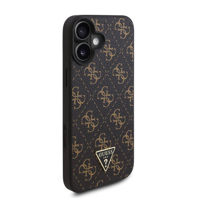 Apple iPhone 16 Case Guess Original Licensed PU Leather 4G Patterned Triangle Logo Cover - 4