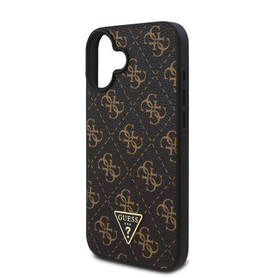 Apple iPhone 16 Case Guess Original Licensed PU Leather 4G Patterned Triangle Logo Cover - 6