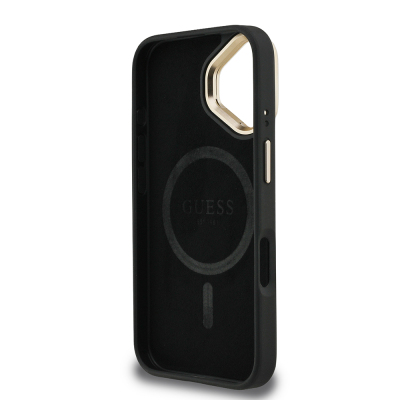 Apple iPhone 16 Case Guess Original Licensed PU Leather Stone Triangle Logo 4G Patterned Camera Stand Cover - 17