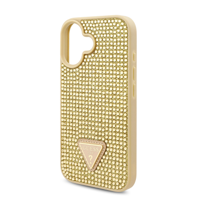 Apple iPhone 16 Case Guess Original Licensed Stone Back Surface Triangle Logo Cover - 10