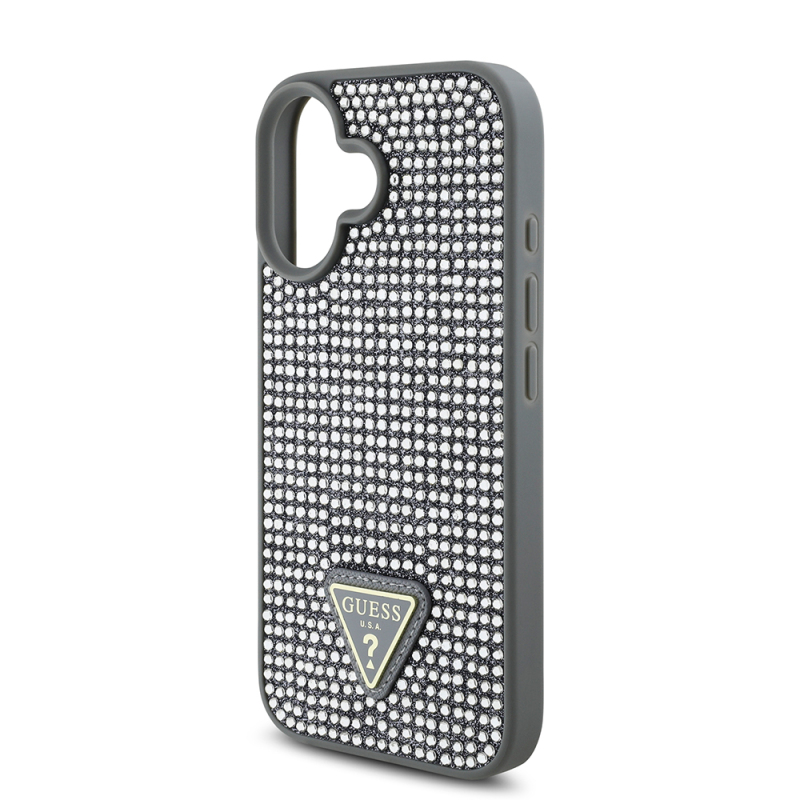 Apple iPhone 16 Case Guess Original Licensed Stone Back Surface Triangle Logo Cover - 17