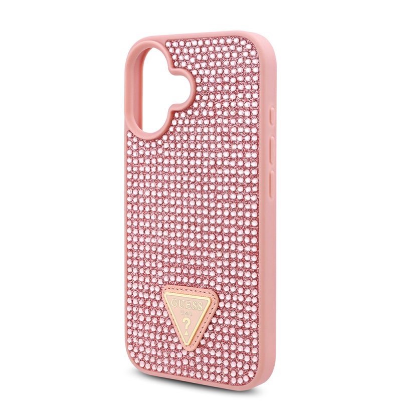 Apple iPhone 16 Case Guess Original Licensed Stone Back Surface Triangle Logo Cover - 24