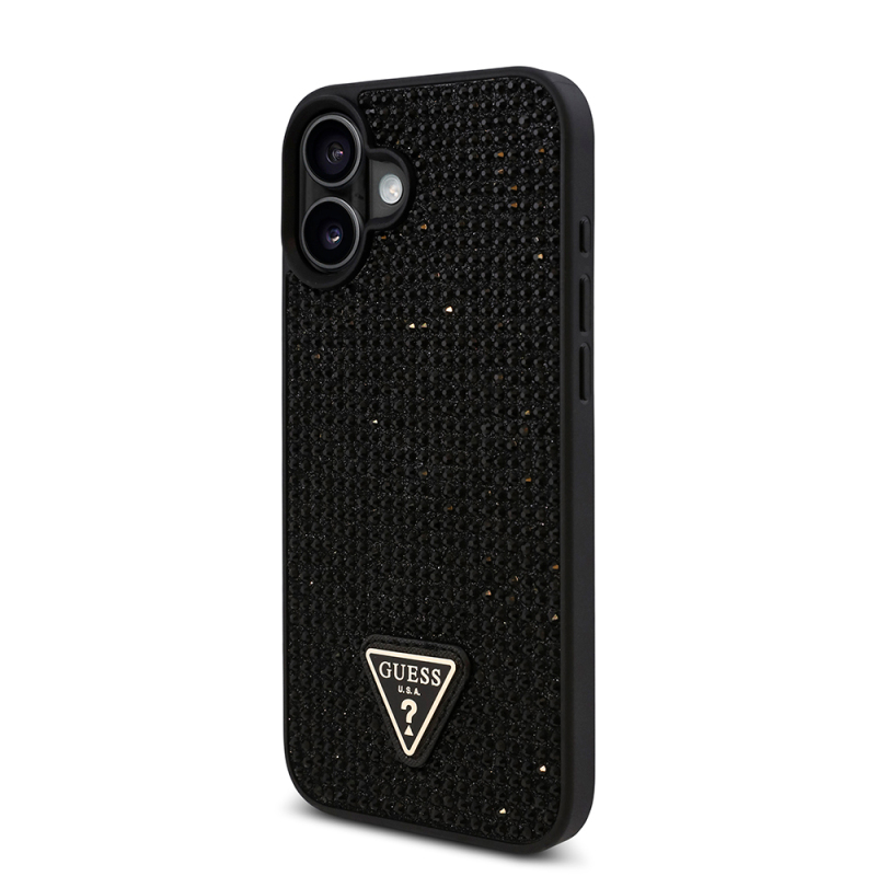 Apple iPhone 16 Case Guess Original Licensed Stone Back Surface Triangle Logo Cover - 27