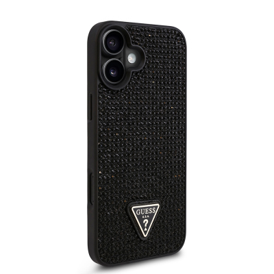 Apple iPhone 16 Case Guess Original Licensed Stone Back Surface Triangle Logo Cover - 29