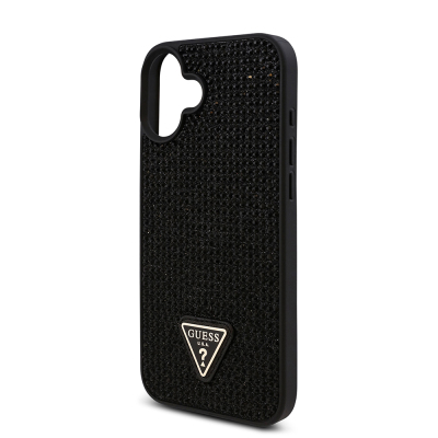 Apple iPhone 16 Case Guess Original Licensed Stone Back Surface Triangle Logo Cover - 31