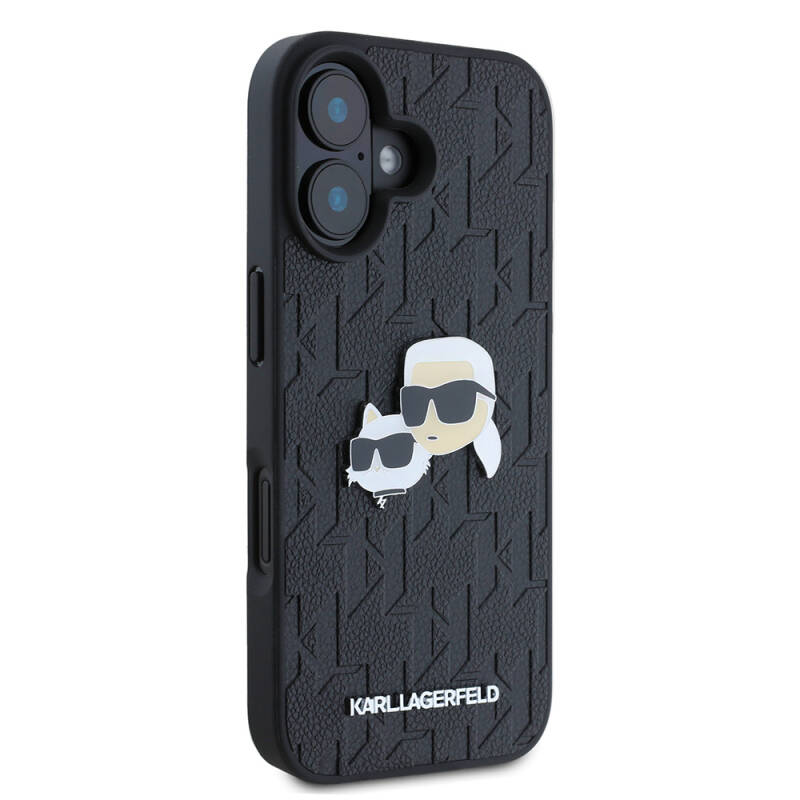 Apple iPhone 16 Case Karl Lagerfeld Original Licensed K&C Heads Monogram Pin Cover - 5