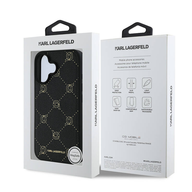 Apple iPhone 16 Case Karl Lagerfeld Original Licensed Magsafe Charging Feature K.Heads Cover - 9