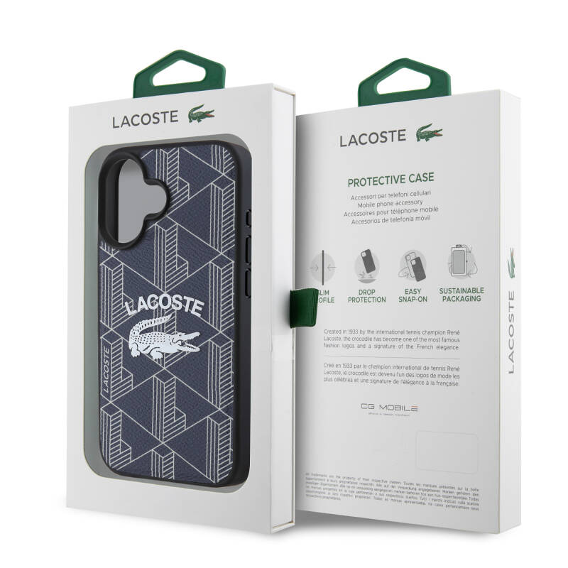 Apple iPhone 16 Case Lacoste Original Licensed Magsafe Charging Featured Mono Vintage Logo Cover - 17