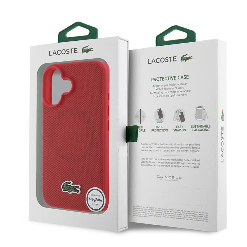 Apple iPhone 16 Case Lacoste Original Licensed PU Pique Pattern Back Surface Cover with Iconic Crocodile Woven Logo - 27