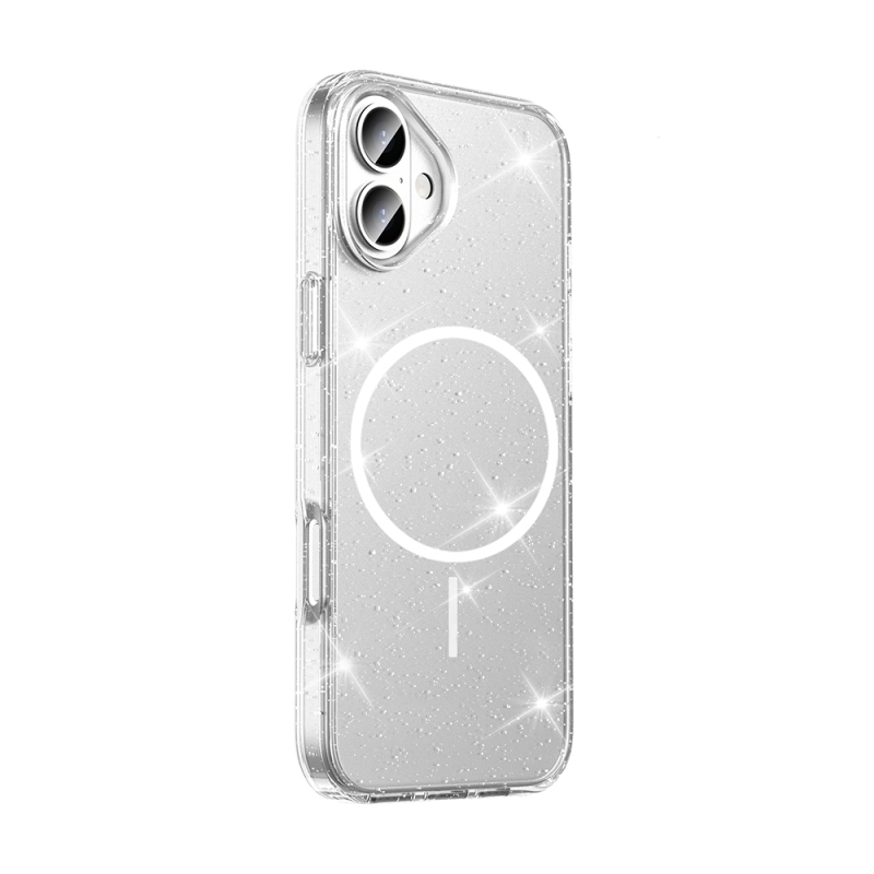 Apple iPhone 16 Case M-safe Charging Feature Shining Glitter Transparent Colorful Zore Maris Cover - 3