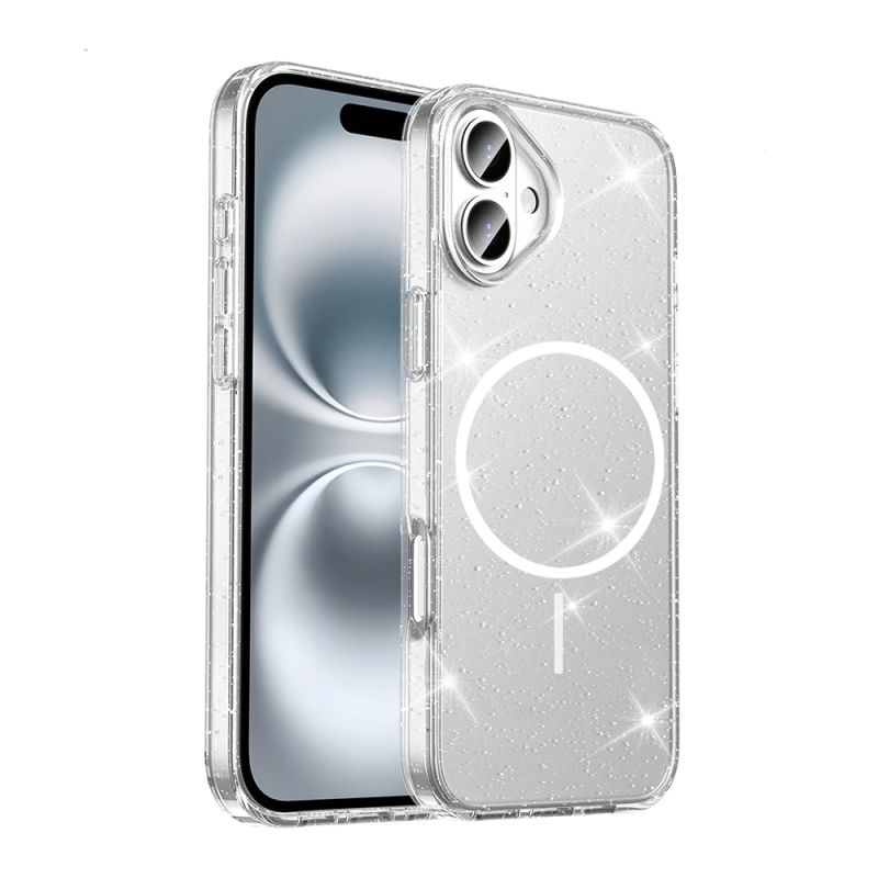 Apple iPhone 16 Case M-safe Charging Feature Shining Glitter Transparent Colorful Zore Maris Cover - 2
