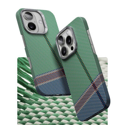 Apple iPhone 16 Case Magsafe Charging Feature Carbon Fiber Design Benks Passion Green ArmorAir Kevlar Cover - 2