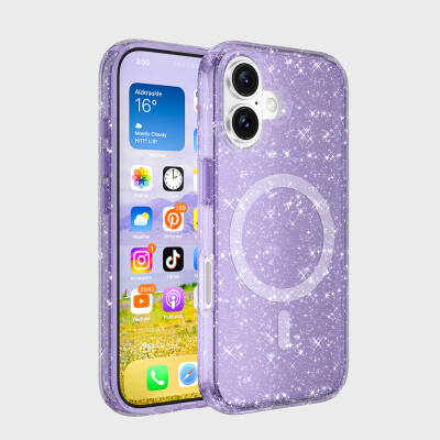 Apple iPhone 16 Case Magsafe Charging Feature Shining Glitter Transparent Colored Zore Allstar Cover - 4