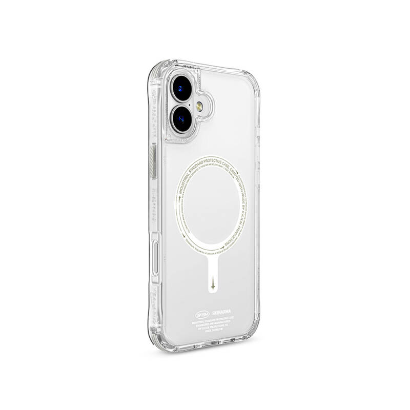 Apple iPhone 16 Case Magsafe Charging Feature SkinArma Transparent Airbag Design Saido Nightglow Cover - 4