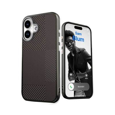 Apple iPhone 16 Case Magsafe Charging Featured Carbon Fiber Patterned Mutural Montage Cover - 3