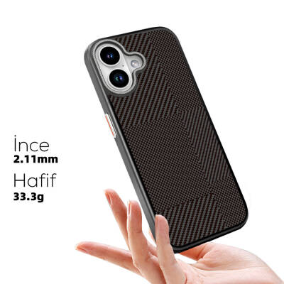 Apple iPhone 16 Case Magsafe Charging Featured Carbon Fiber Patterned Mutural Montage Cover - 7