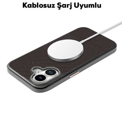 Apple iPhone 16 Case Magsafe Charging Featured Carbon Fiber Patterned Mutural Montage Cover - 9