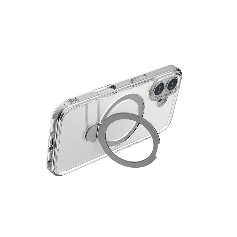 Apple iPhone 16 Case Magsafe Charging Featured Raptic Air Stand Series Frosted Transparent Design Stand Cover - 7